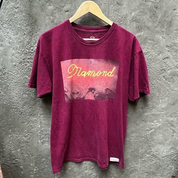 Diamond Supply Co. Other - DIAMOND SUPPLY CO BURGUNDY T-SHIRT MAROON TEE NEON SIGN SIZE L